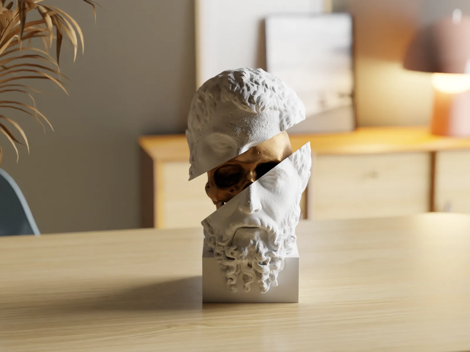 Abstract Socrates Bust – "Insight Unveiled" – Philosophical 3D Printed Art Sculpture – Modern Greek Decor