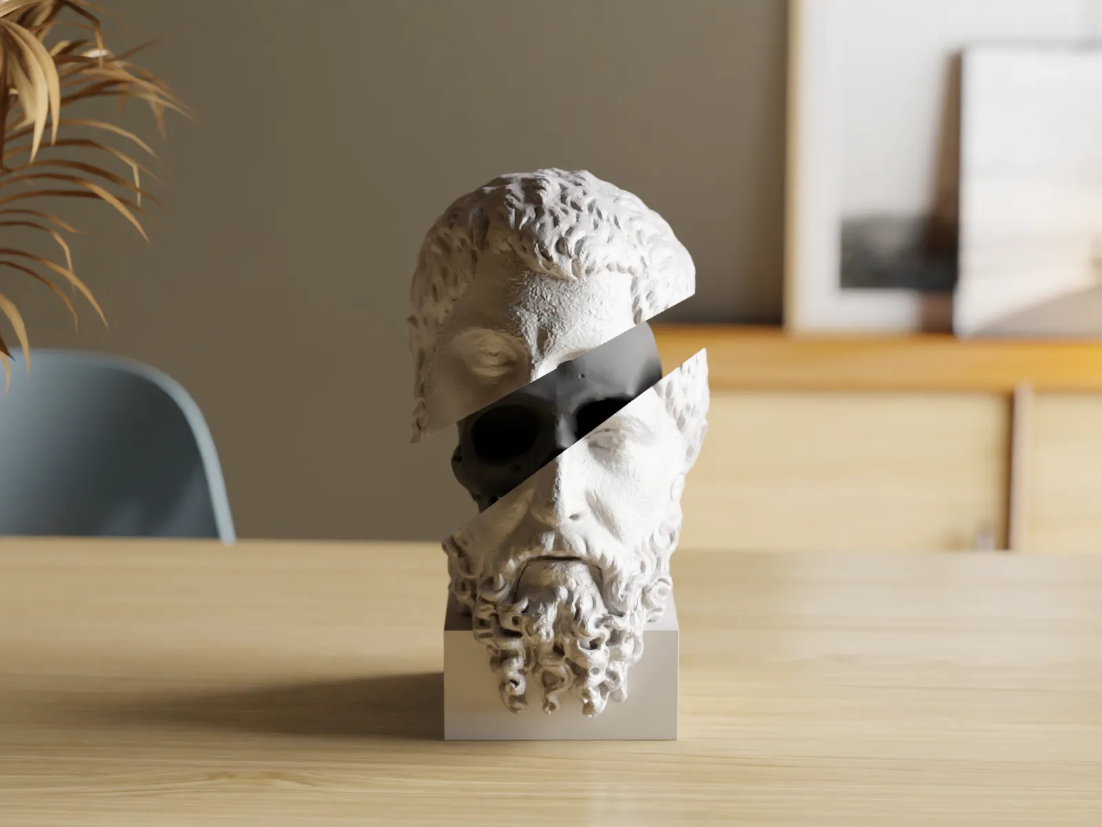 Abstract Socrates Bust – "Insight Unveiled" – Philosophical 3D Printed Art Sculpture – Modern Greek Decor