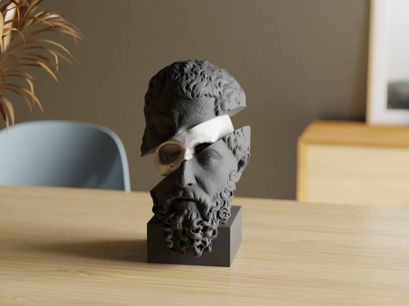 Abstract Socrates Bust – "Insight Unveiled" – Philosophical 3D Printed Art Sculpture – Modern Greek Decor