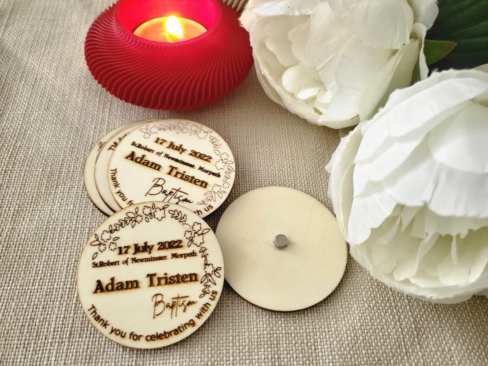 Baptism Magnet Personalized Baptism Magnet – Wooden Christening Favor | Custom Baptism Gift Keepsake