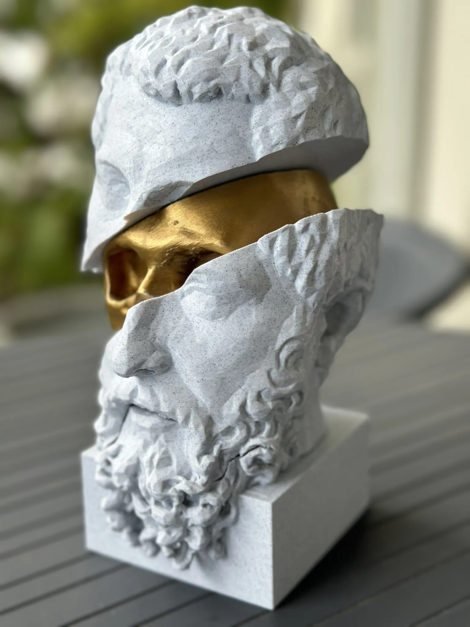 Abstract Socrates Bust – "Insight Unveiled" – Philosophical 3D Printed Art Sculpture – Modern Greek Decor