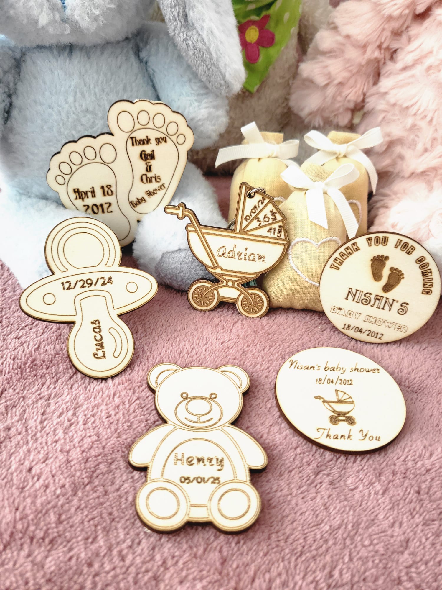 Baby Shower Magnet Personalized – Custom Wooden Baby Carriage Magnet Custom Wooden Baby Shower Favor Keepsake