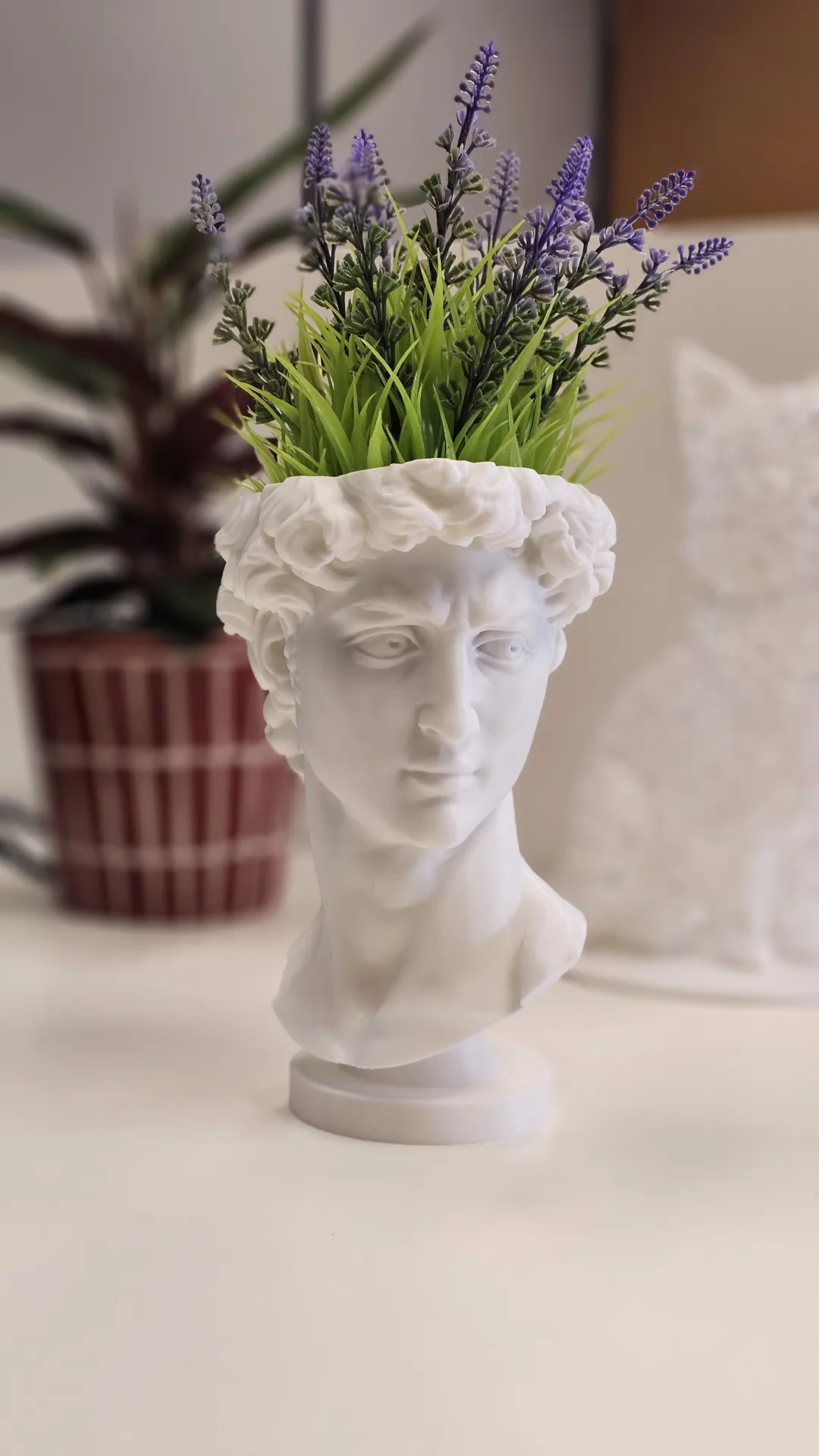 David Bust Planter | Michelangelo Sculpture Vase | 3D Printed Renaissance Art Decor | Elegant Indoor Planter