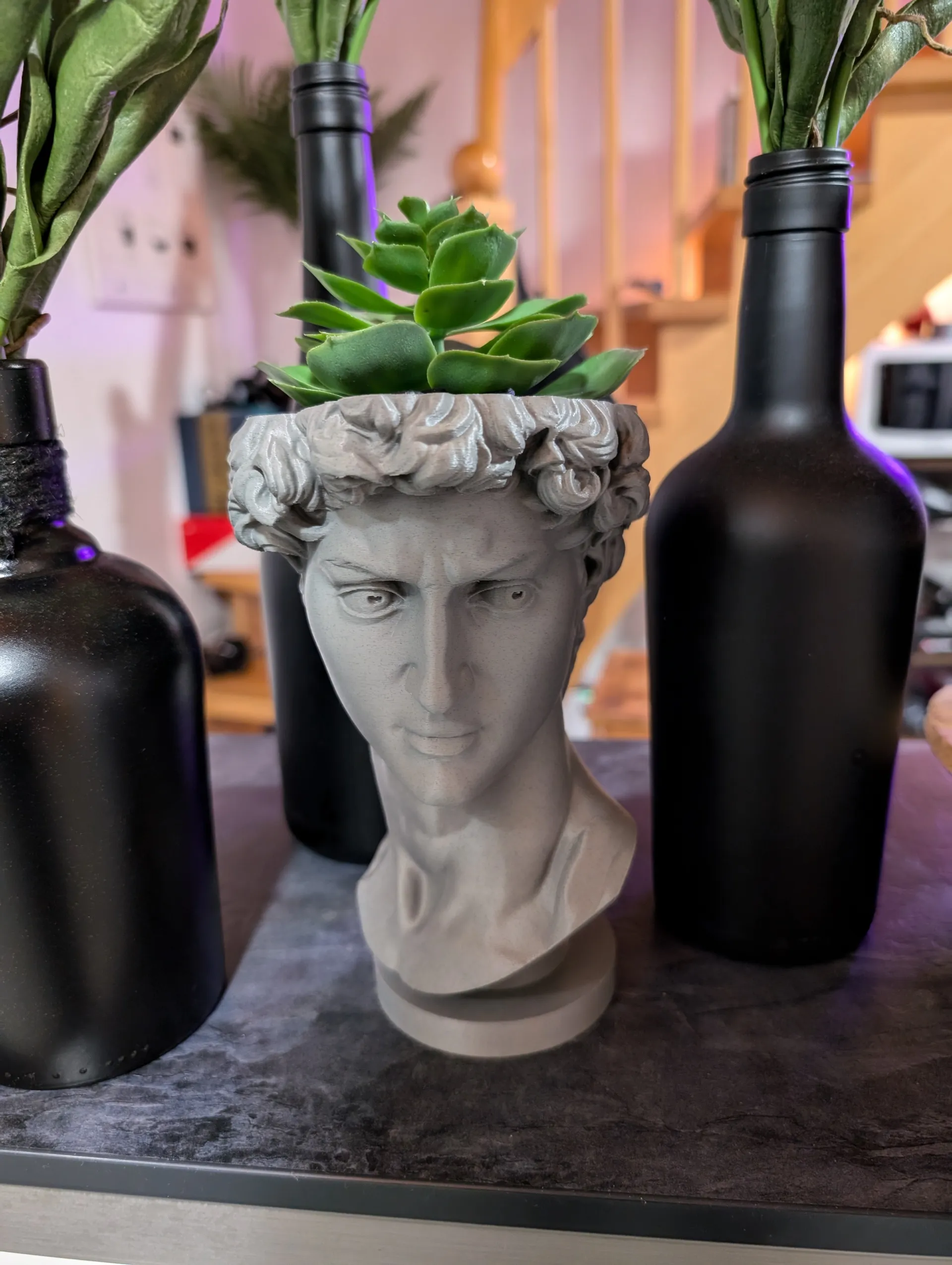 David Bust Planter | Michelangelo Sculpture Vase | 3D Printed Renaissance Art Decor | Elegant Indoor Planter