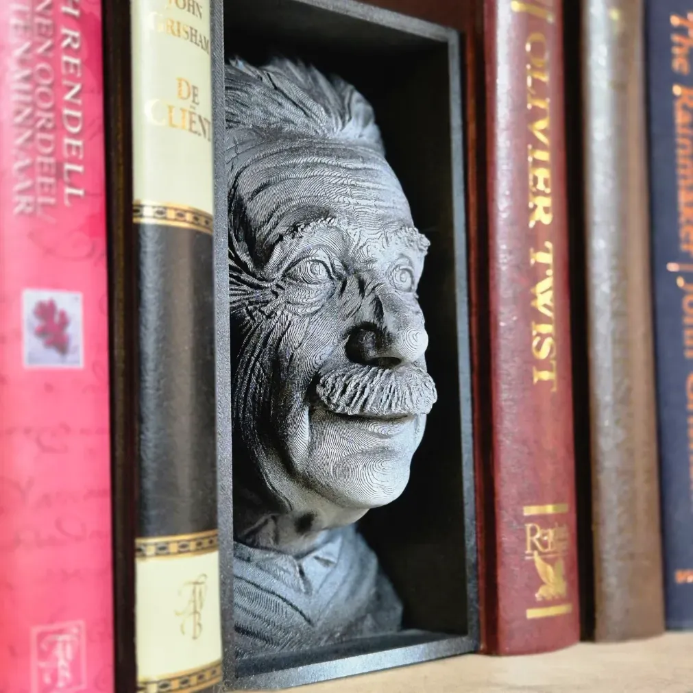 Albert Einstein Book Nook 3D Printed Bookshelf Insert Study Room Decor