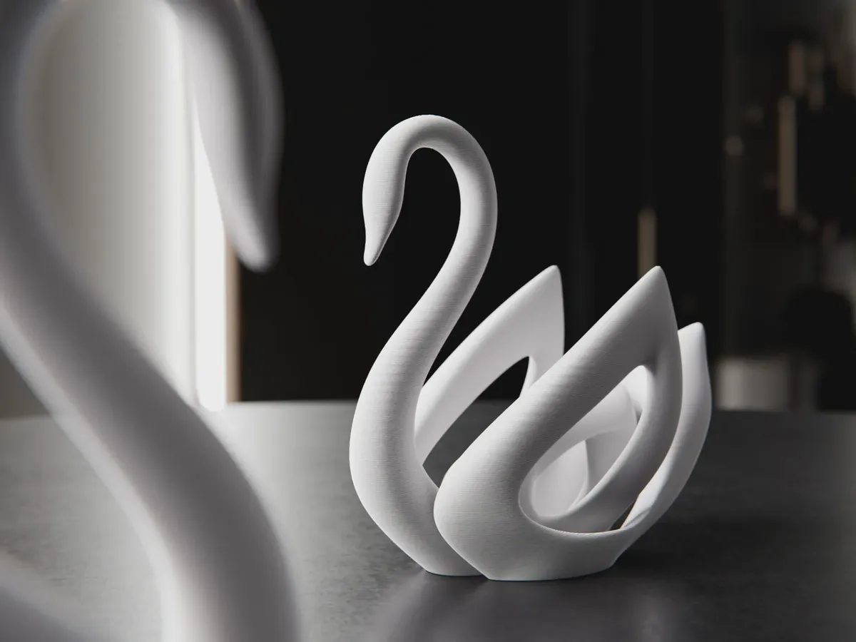 Minimalist Swan Statue: Modern 3D Printed Home Decor Figurine