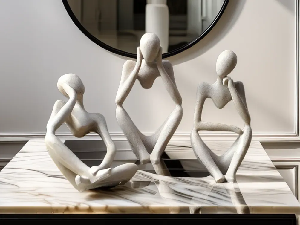 Minimalist Thinking Figures  3D Printed Abstract Sculpture Set  Modern Home Decor