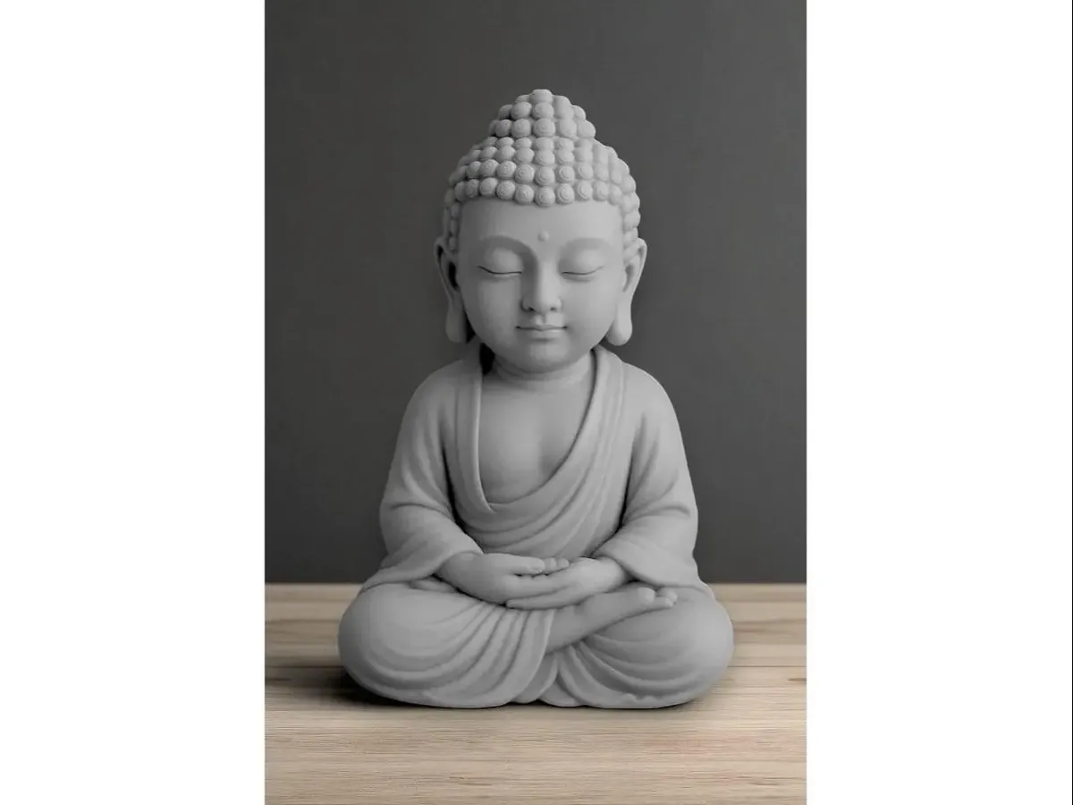 Rustic Buddha Statue  Tranquil Decorative Sculpture for Home Yoga Room & Meditation Space