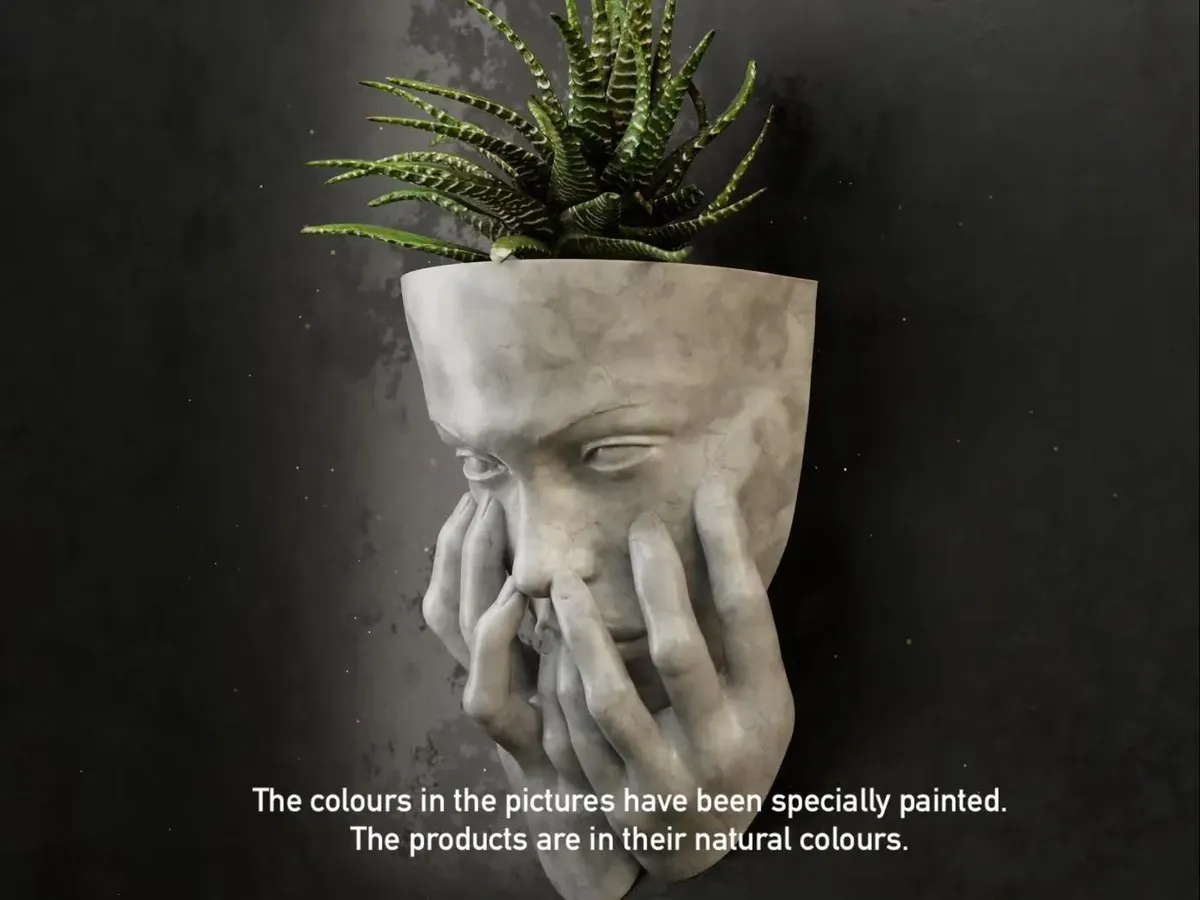 Sad Women Face Wall Planter  Unique Modern Decorative Pot
