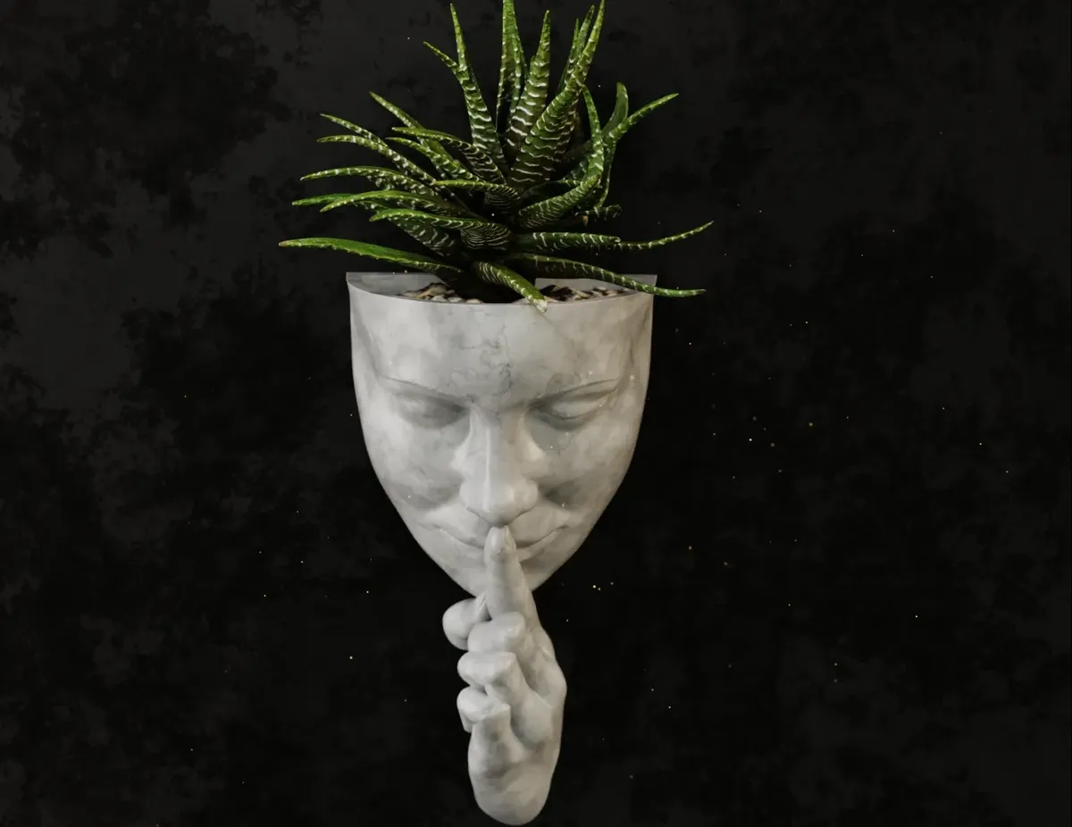 Thinking Face Wall Planter  Unique Modern Decorative Pot
